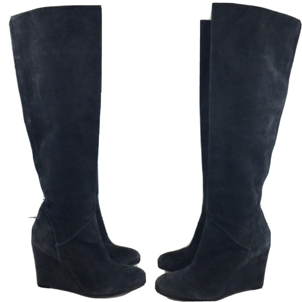 Stuart Weitzman 10 B Gray Wedge Knee High Tall Boots. Excellent condition